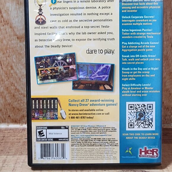 Nancy Drew: The Deadly Device (Windows/Mac, 2012) Like New - Picture 2 of 4